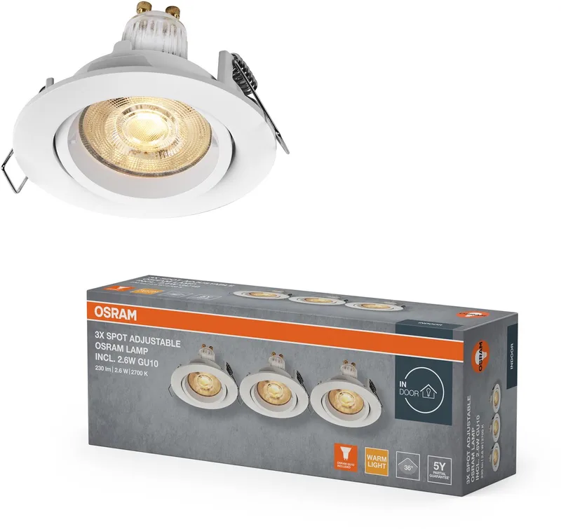 Spot Set Twistlock LED inbouwspot flexibel wit, 2,6W 2700K warm wit, aluminium, twistlock systeem de Osram en Zandwit – photo produit