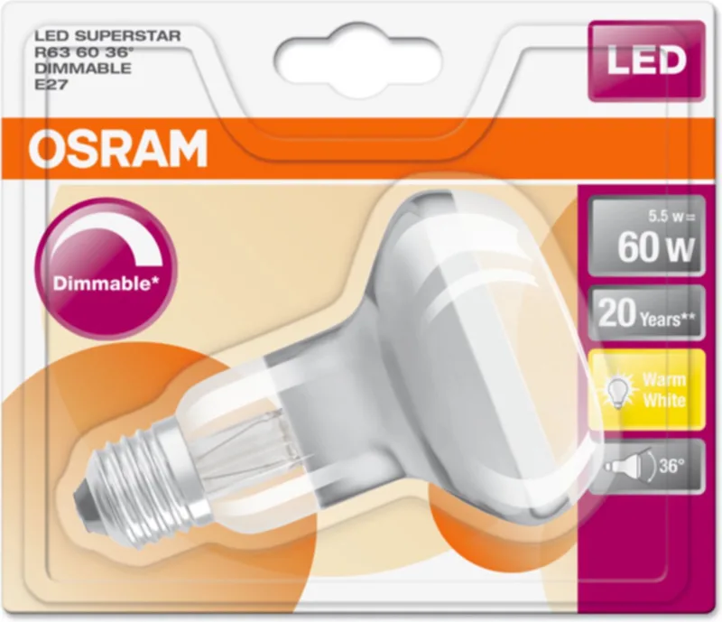 ST R63 LED-lamp Warm wit 2700 K 4,5 W E27 fra Osram – produktbillede