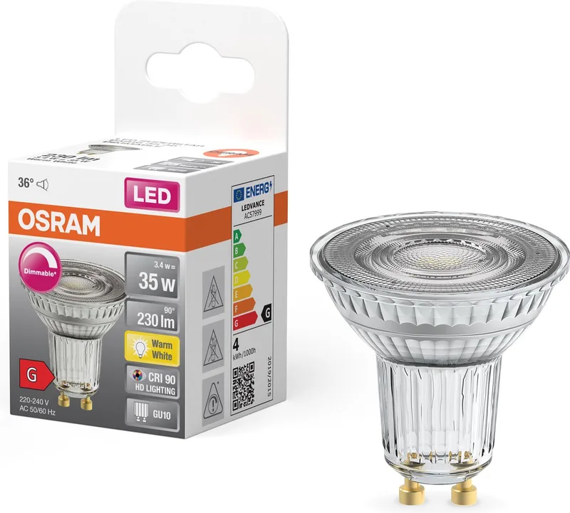 Superstar LED GU10 Spot Helder 3.4W 230lm - 927 Zeer Warm Wit | Dimbaar - Beste Kleurweergave fra Osram – produktbillede