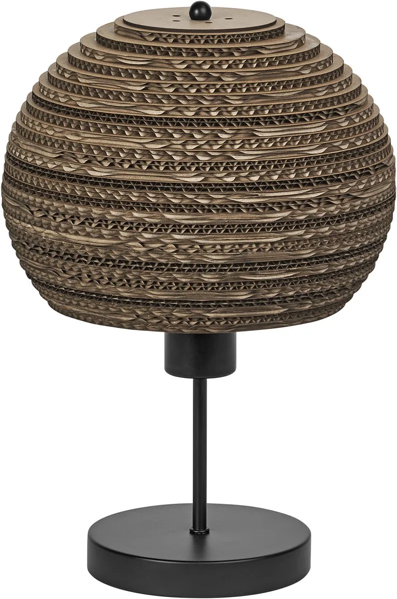 tafellamp Decor Cardboard Ball van golfkarton, lichtgewicht, E27, 260 mm diameter, lampenkap van gerecycled materiaal, duurzaam dankzij vervangbare lichtbron, eenvoudig te installeren fra Osram i Brun – produktbillede