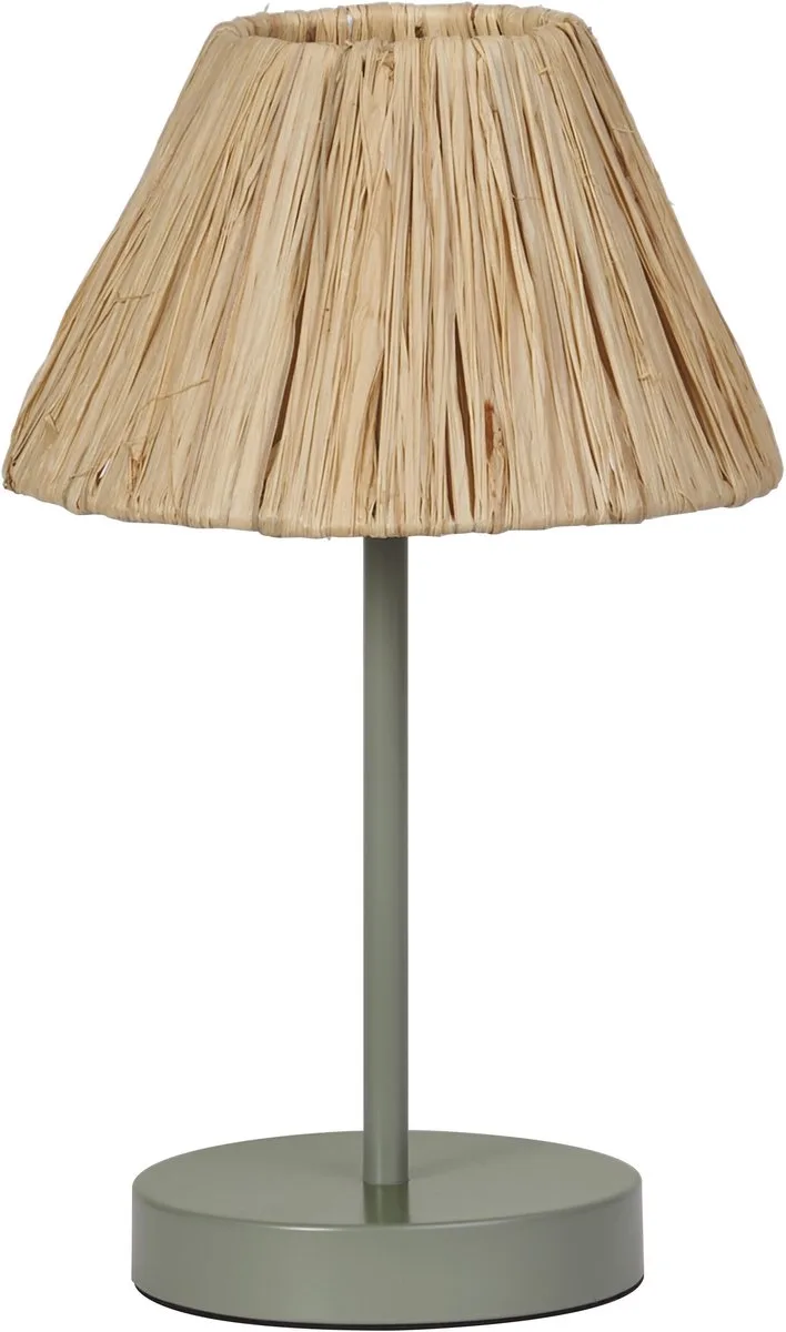tafellamp Decor Raffia groenbruin van raffia en metaal, E27, 200 mm diameter, lampenkap van gerecycled materiaal, duurzaam dankzij vervangbare lichtbron, eenvoudig te installeren fra Osram i Brun, Grøn – produktbillede