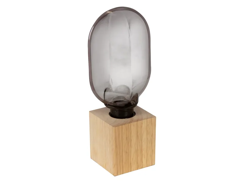 tafellamp houtdecor, 24,5 cm hoog, comfortabel warm wit, 1800 K, rubberboomhout, E27, vervangbare led by Osram – product photo 4 of 4
