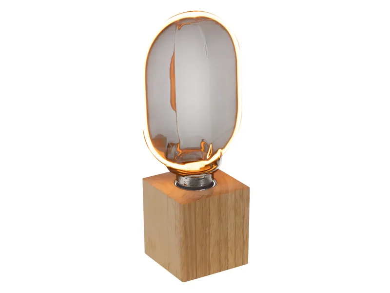 tafellamp houtdecor, 24,5 cm hoog, comfortabel warm wit, 1800 K, rubberboomhout, E27, vervangbare led by Osram – product photo 3 of 4
