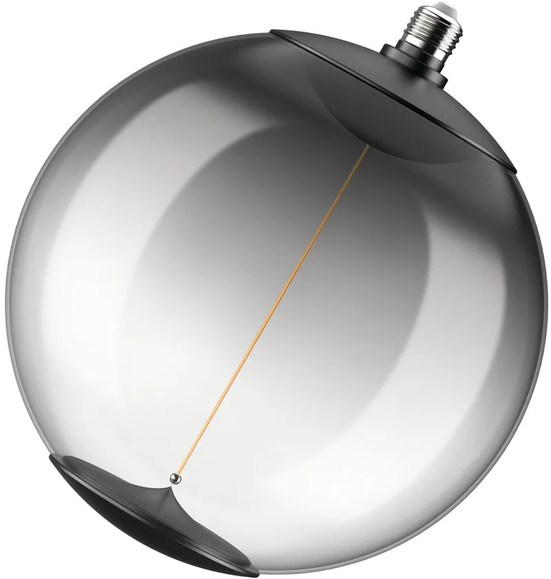 Vintage 1906 BigBall35 LED-lamp, 12 W (400 lm), 1800 K warm wit, rookkleurige kunststof behuizing, E27-fitting, filamentmagneettechnologie, dimbaar van Osram – productfoto