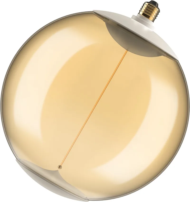Vintage 1906 BigBall45 LED-lamp, 12 W (550 lm), 1800 K warm wit, amberkleurige kunststof behuizing, E27-fitting, filamentmagneettechnologie, dimbaar van Osram – productfoto
