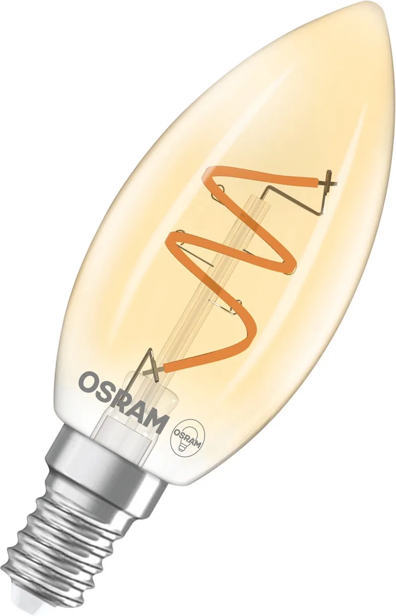 Vintage 1906 LED Classic Slim E14 Kaars Filament Goud 3.5W 300lm - 922 Zeer Warm Wit | Beste Kleurweergave - Dimbaar - Vervangt 25W de Osram – photo produit