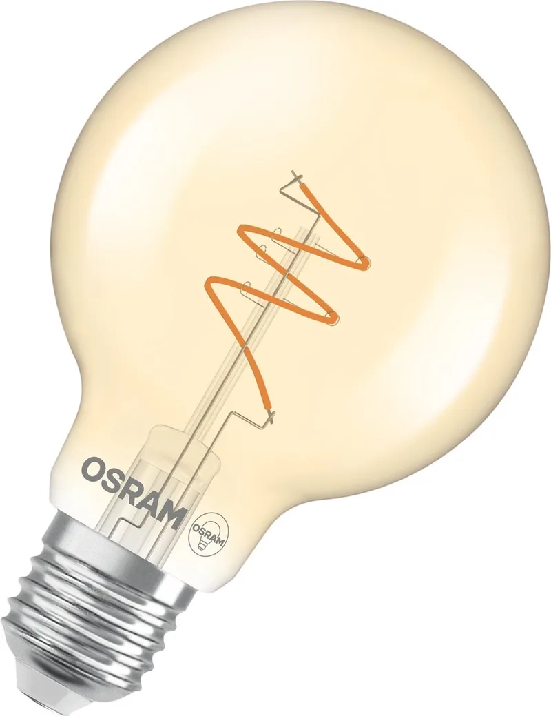 Vintage 1906 LED E27 Globe Filament Twist Goud 4.9W 470lm - 927 Zeer Warm Wit | Beste Kleurweergave - Dimbaar - Vervangt 40W by Osram – product photo
