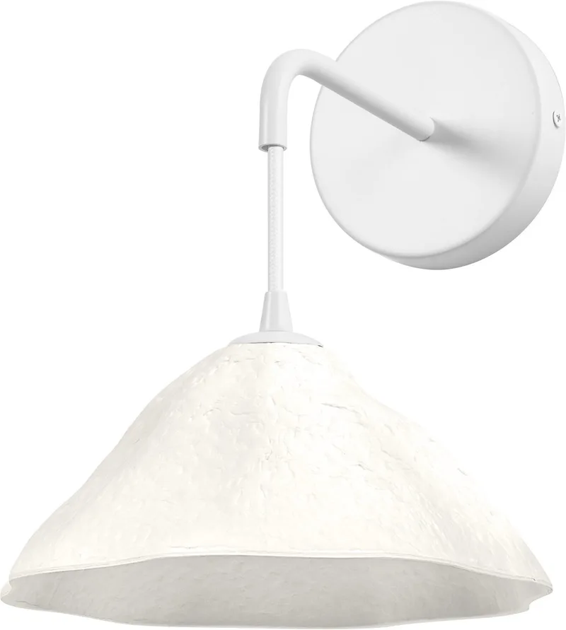 wandlamp Decor Lotus Leaf van metaal en papier-maché, E14, 219 mm lengte, lampenkap van gerecycled materiaal, duurzaam dankzij vervangbare lichtbron, eenvoudig te installeren de Osram en Blanc – photo produit