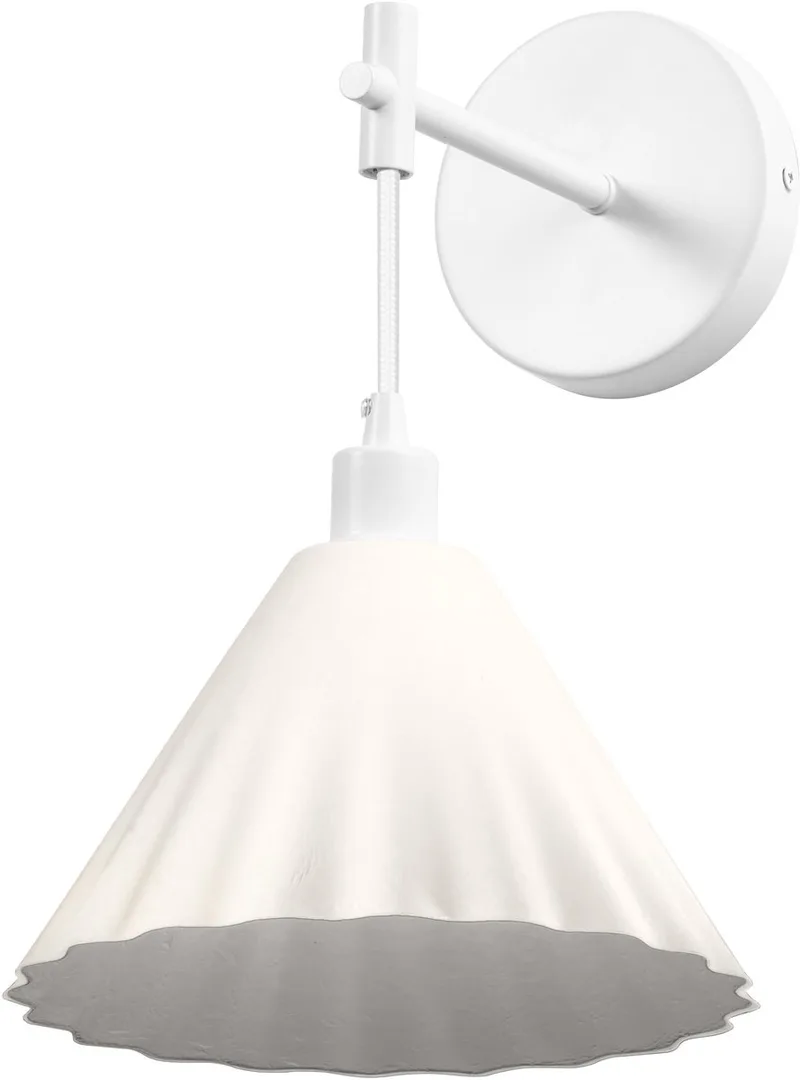 wandlamp Decor Pulp van metaal en papier-maché, E14, 218 mm lengte, lampenkap van gerecycled materiaal, duurzaam dankzij vervangbare lichtbron, eenvoudig te installeren de Osram en Blanc – photo produit