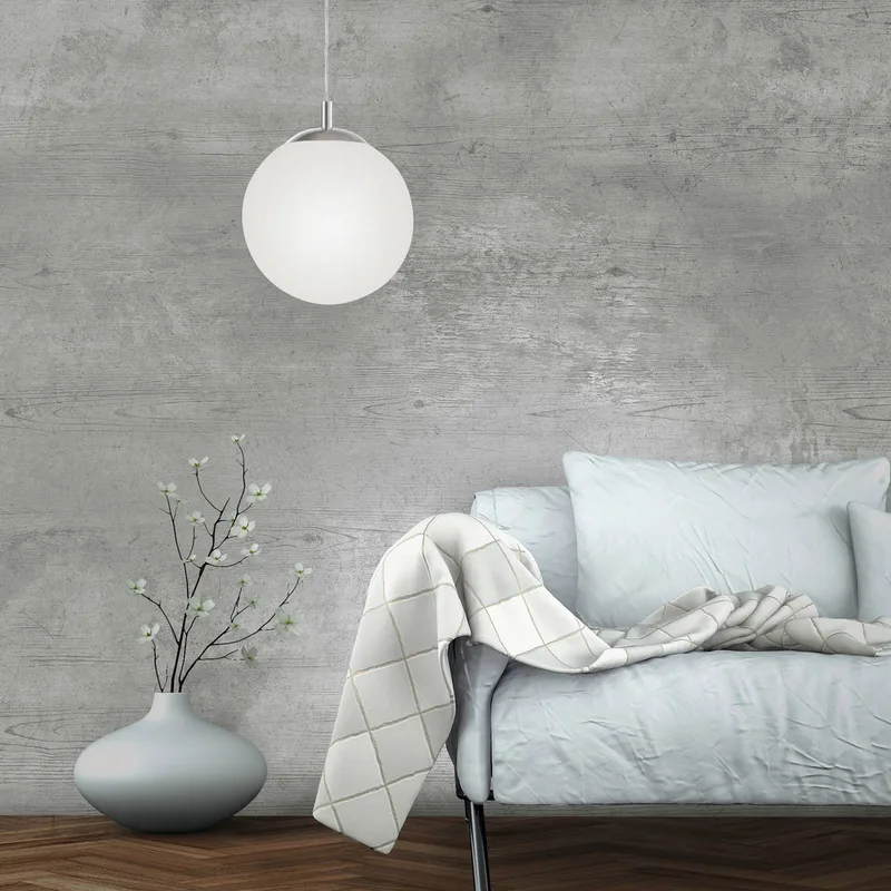 Bolo hanglamp, glazen kap, Ø 20cm von Paul Neuhaus in Opaal wit, Grau, Silber – Produktfoto
