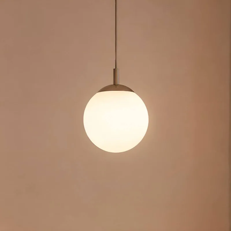 Bolo hanglamp, glazen kap, Ø 25 cm de Paul Neuhaus en Opaal wit, Gris, Argent – photo produit