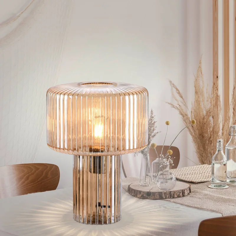 Fungus tafellamp, barnsteen, glas, 34 cm de Paul Neuhaus en Amber – photo produit