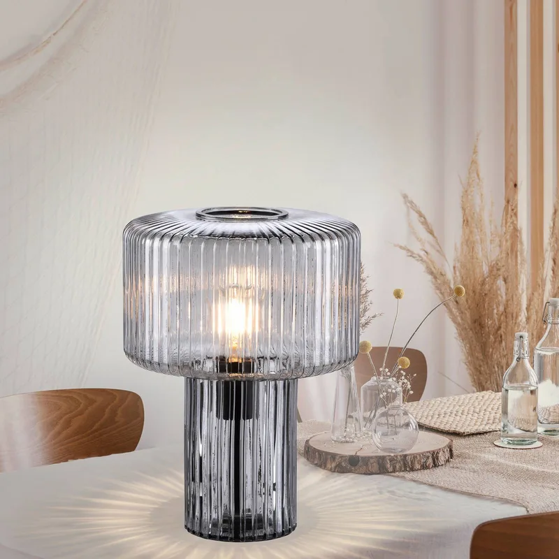 Fungus tafellamp, rookkleurig, glas, 34 cm van Paul Neuhaus in Rokerig grijs – productfoto