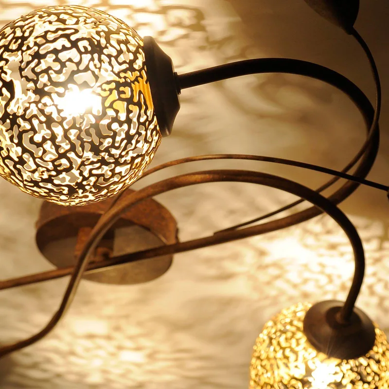 Greta plafondlamp, 72 cm, 4-lamps, metaal, G9 von Paul Neuhaus in Roest, Gold – Produktfoto