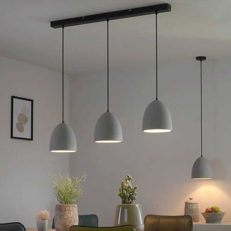 hanglamp Eton, 3-lamps, 100 cm, beton, G9 fra Paul Neuhaus i Betongrijs, Sort – produktbillede
