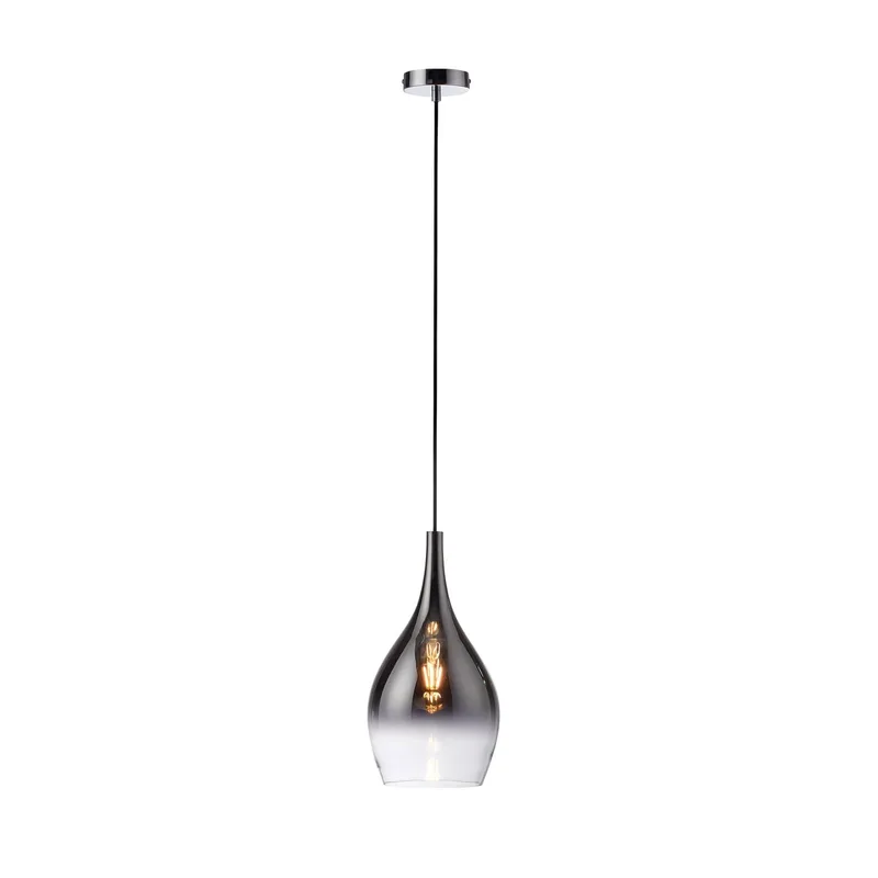 hanglamp Pilua, rookgrijs, glas, Ø 20 cm, E27 van Paul Neuhaus in Rookgrijs, Chroom – productfoto