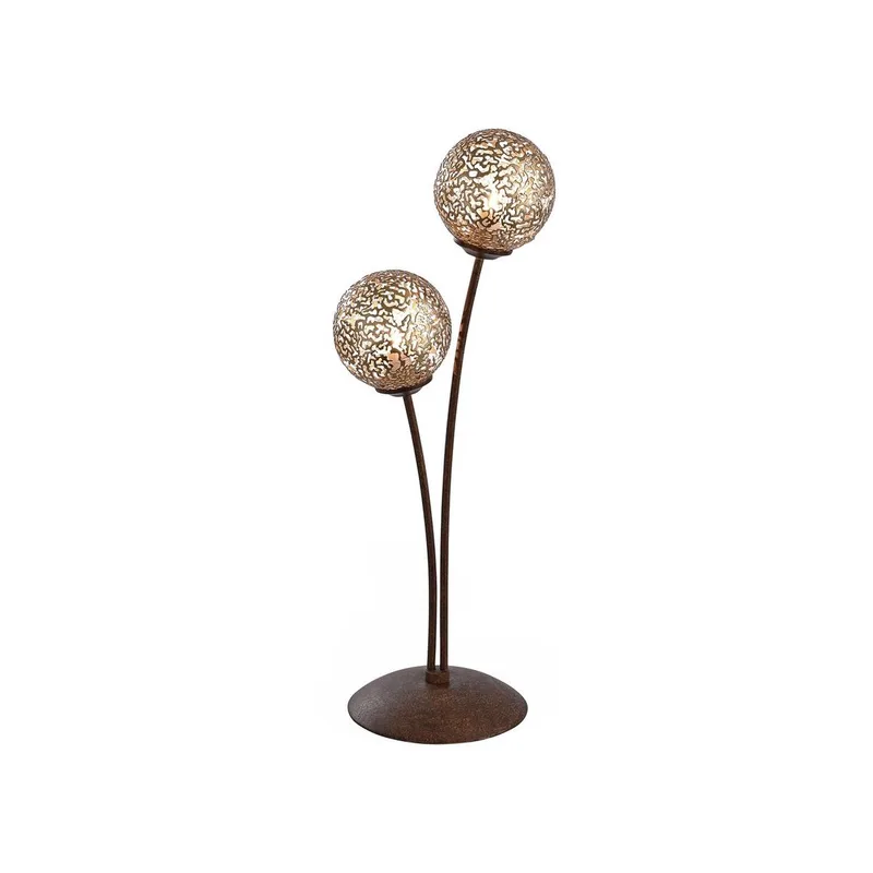 kreta - Art Deco Tafellamp - 2 lichts - H 530 mm - Roestbruin - Woonkamer | Slaapkamer | Keuken de Paul Neuhaus en Marron – photo produit