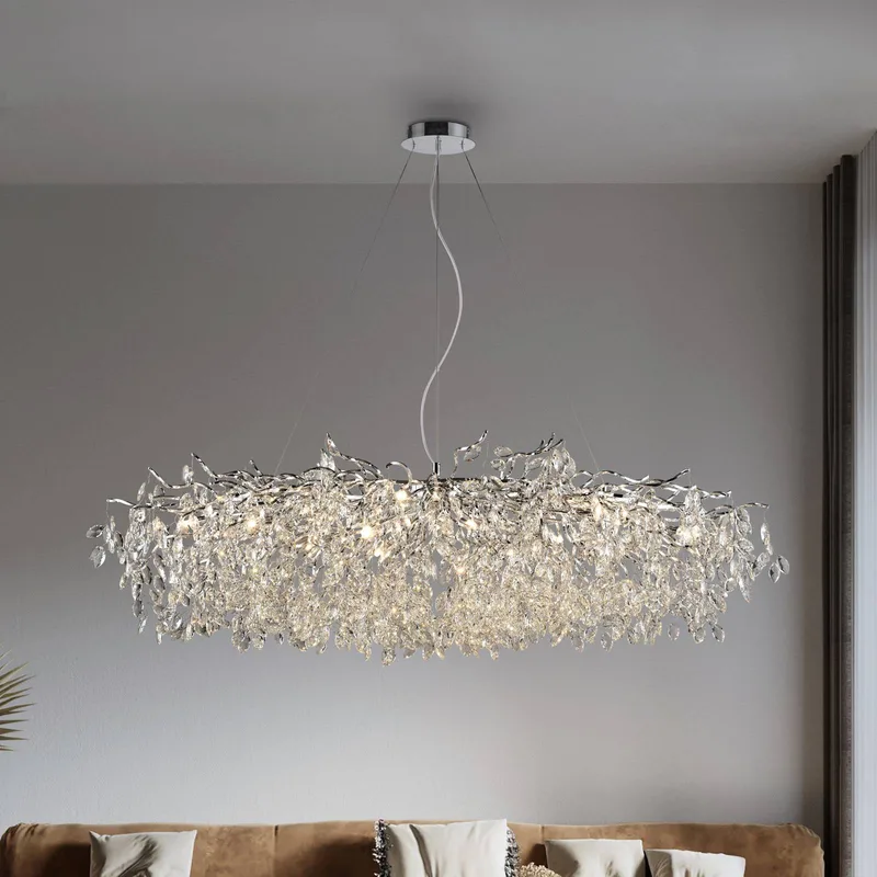 kroonluchter Ricicle, chroom, lengte 150 cm de Paul Neuhaus en Chrome, Helder – photo produit