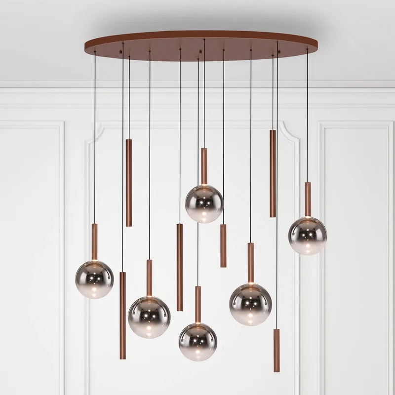LED hanglamp Bowl, Ø 120 cm, bruin/grijs fra Paul Neuhaus i Brun, Rookgrijs – produktbillede