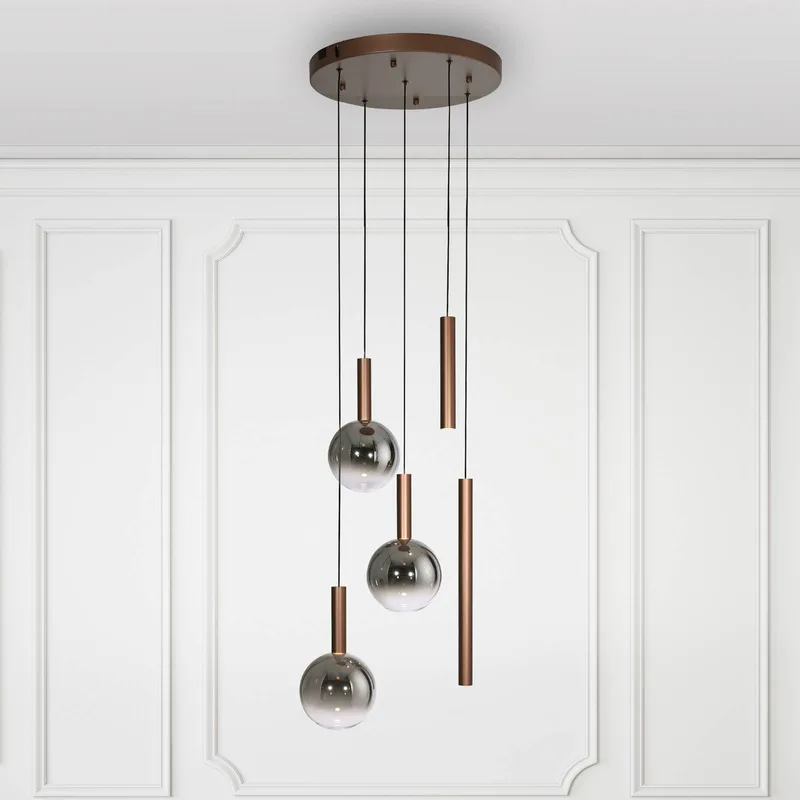 LED hanglamp Bowl, Ø 54 cm, bruin/grijs, dimbaar. fra Paul Neuhaus i Brun, Rookgrijs – produktbillede
