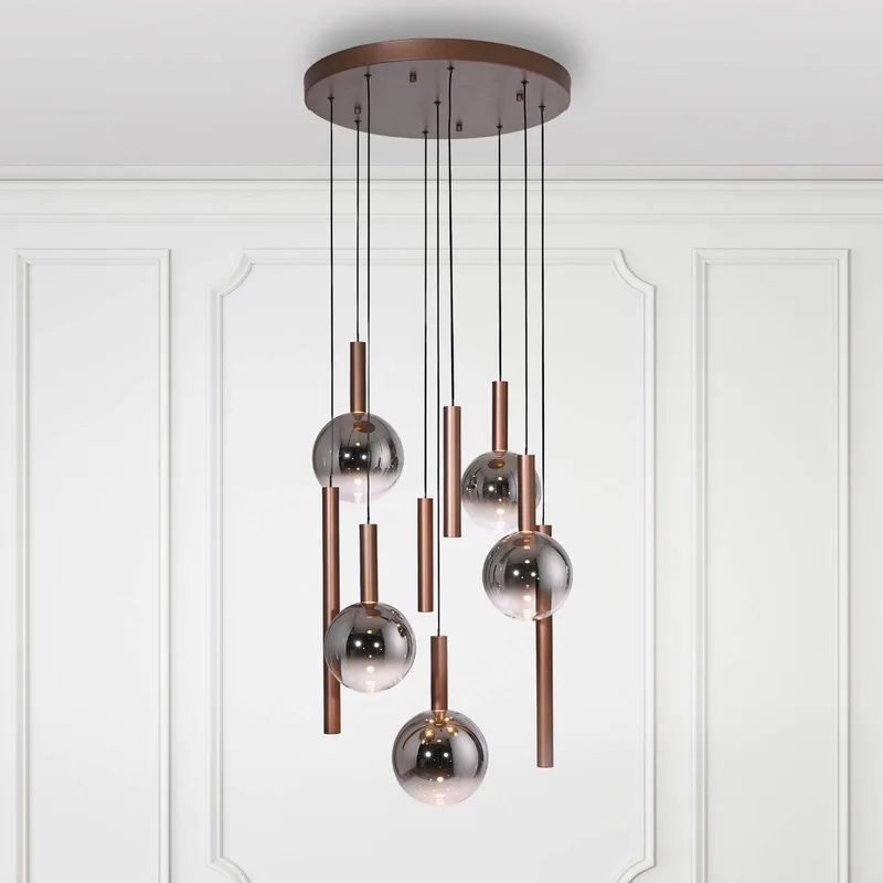 LED hanglamp Bowl, Ø 63 cm, bruin/grijs fra Paul Neuhaus i Brun, Rookgrijs – produktbillede