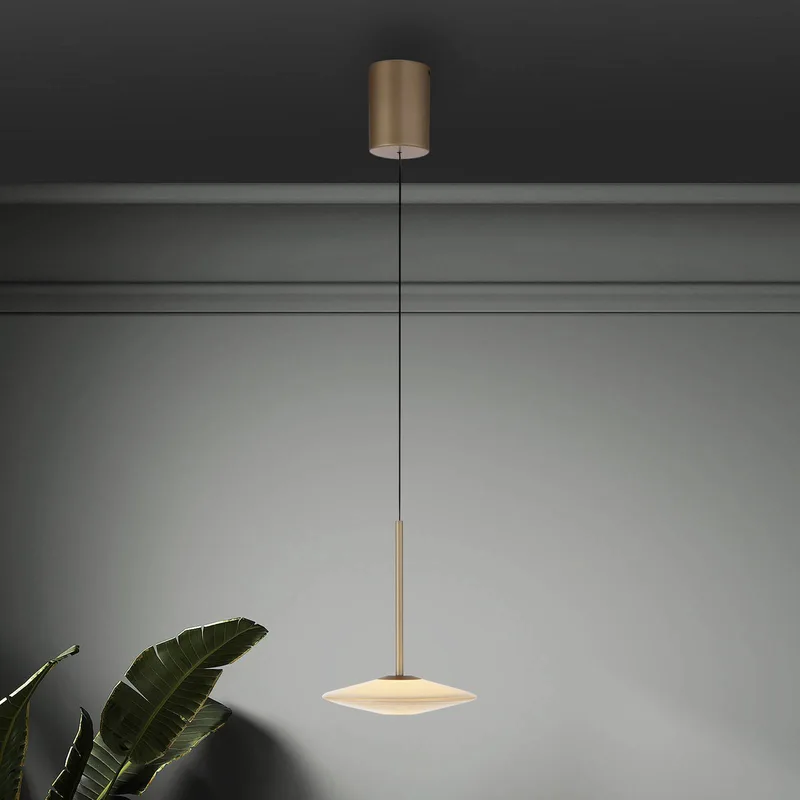 LED hanglamp Elipsa, 1-lamp, wit/brons fra Paul Neuhaus i Hvid, Bronze – produktbillede