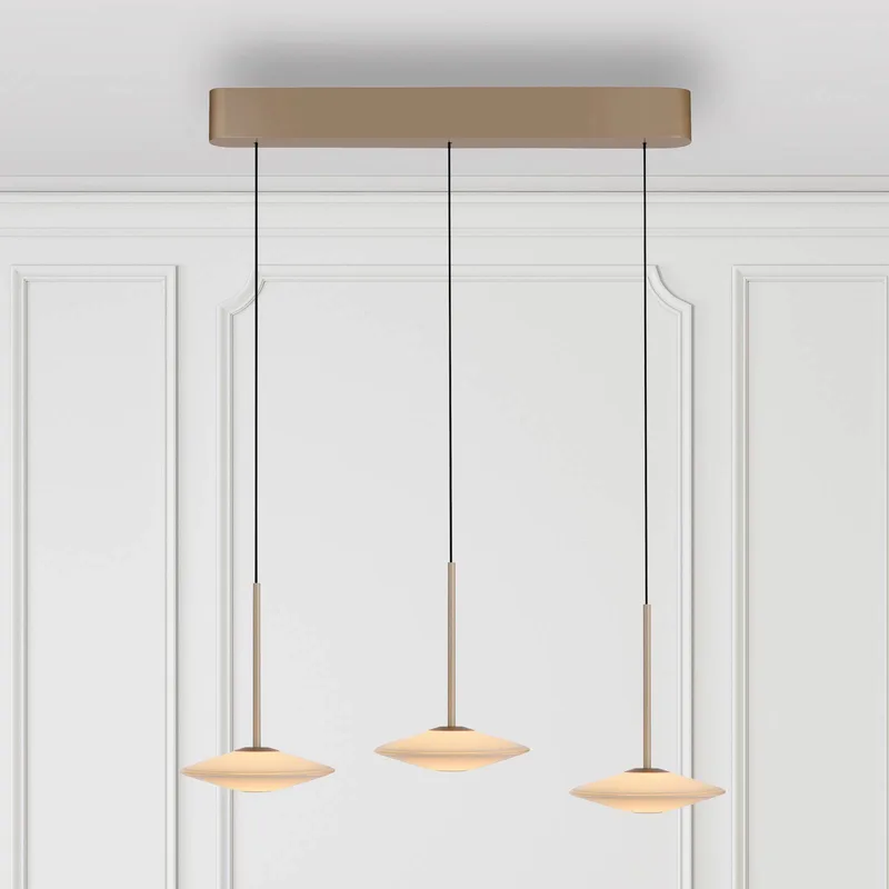 LED hanglamp Elipsa, 3-lamps, wit/brons von Paul Neuhaus in Weiß, Bronze – Produktfoto