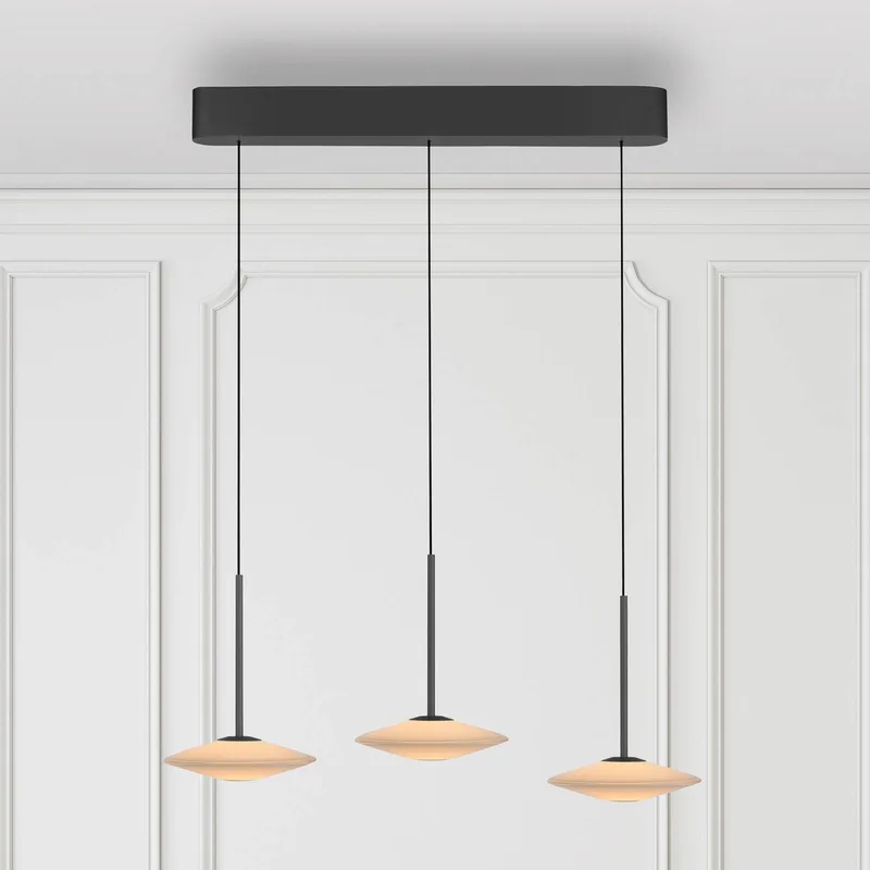 LED hanglamp Elipsa, 3-lamps, wit/zwart från Paul Neuhaus i Vit, Svart – produktbild