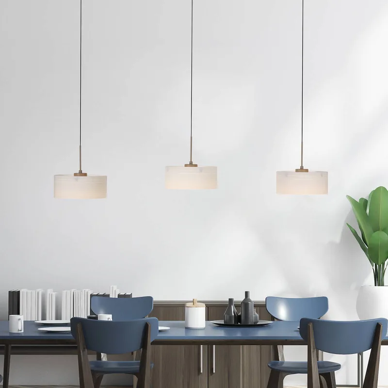 LED hanglamp MARIKA, beige/wit, 105 cm, 3-lamps, glas, dimbaar de Paul Neuhaus en Beige – photo produit