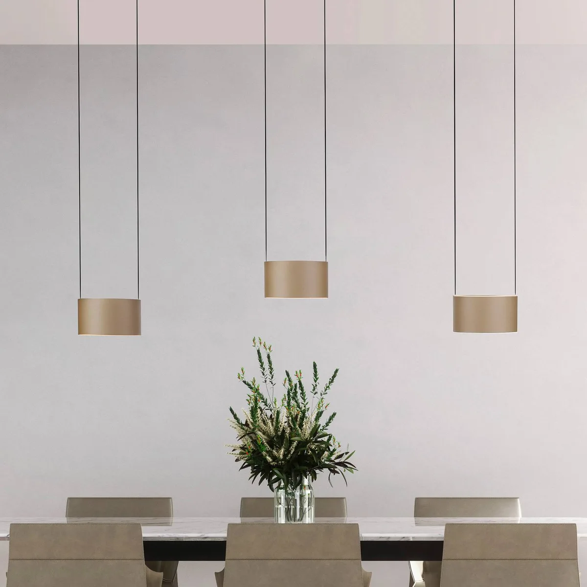 LED hanglamp PURE Clipse, brons, lengte 110 cm, CCT, 6-lamps von Paul Neuhaus in Bronze, Transparent – Produktfoto