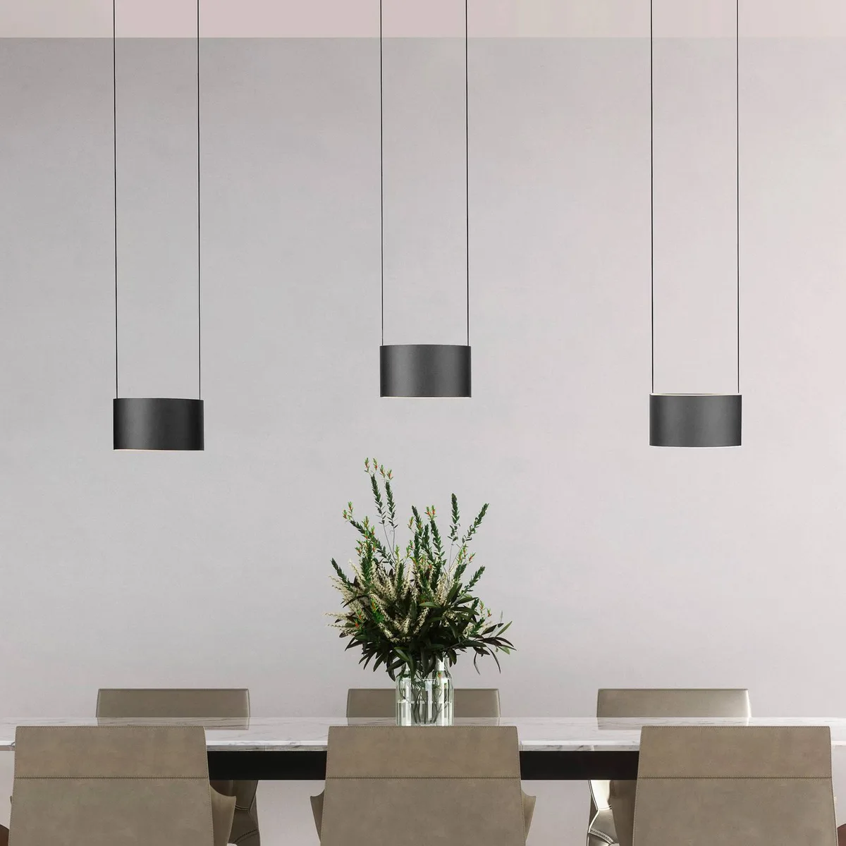 LED hanglamp PURE Clipse, grijs, lengte 110 cm, CCT, 6-lamps by Paul Neuhaus in Grey, Transparent – product photo
