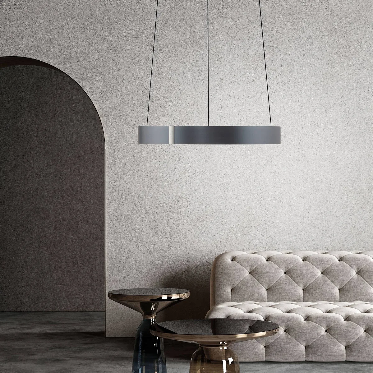 LED hanglamp PURE E-Clipse, mystic grey, Ø 50 cm, CCT von Paul Neuhaus in Mystiek grijs – Produktfoto
