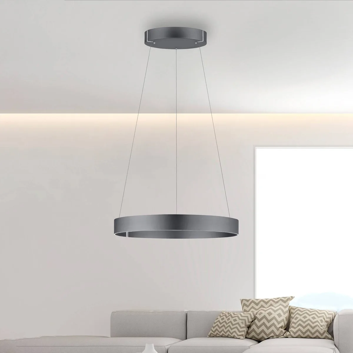 LED hanglamp PURE E-Clipse, mystic grey, Ø 70 cm, CCT de Paul Neuhaus en Mystiek grijs – photo produit
