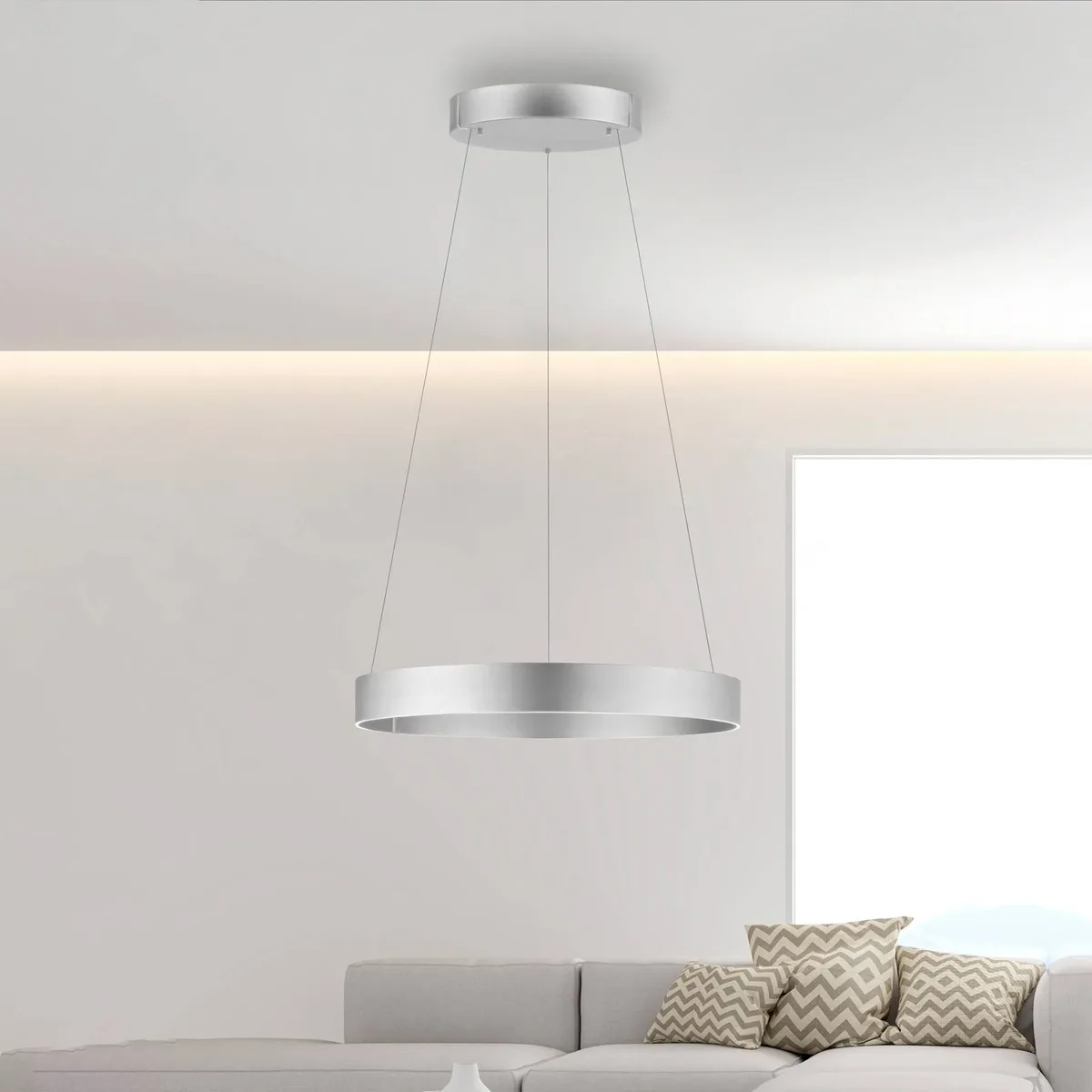LED hanglamp PURE E-Clipse, stone, Ø 70 cm, metaal, CCT von Paul Neuhaus in Steen – Produktfoto