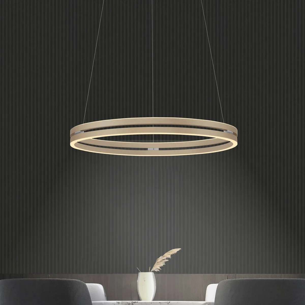 LED hanglamp PURE E-Loop, Ø 70 cm, aluminium, CCT von Paul Neuhaus in Bronze – Produktfoto