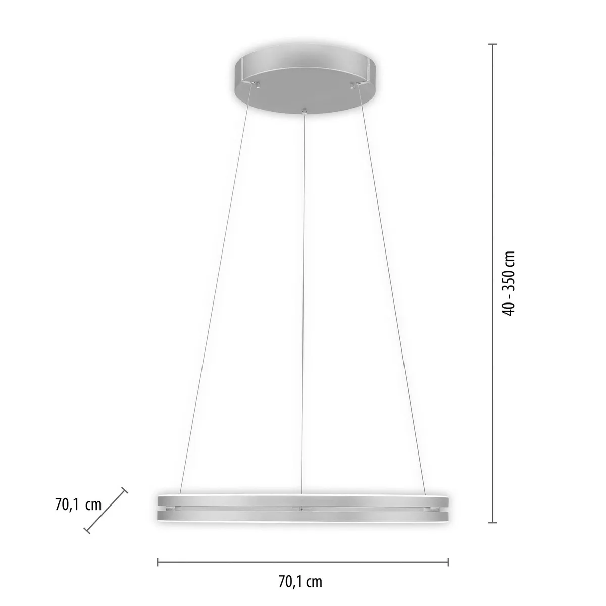 LED hanglamp PURE E-Loop, stone, Ø 70 cm, aluminium, CCT de Paul Neuhaus en Steen – photo produit
