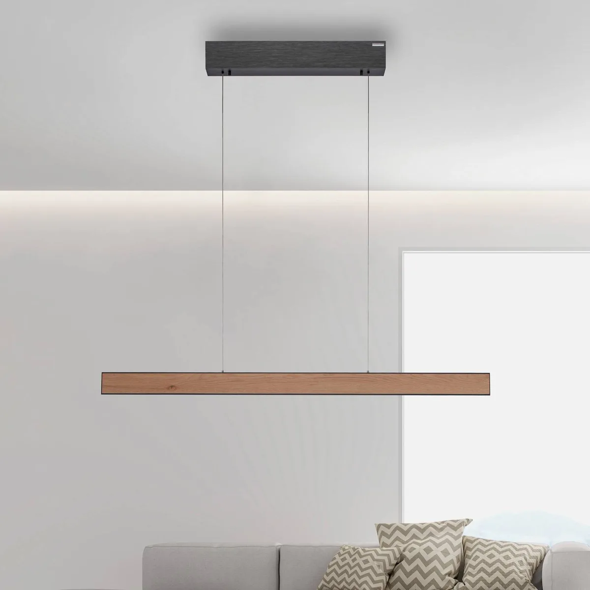 LED hanglamp PURE E-Motion, eiken/zwarte parel, CCT von Paul Neuhaus in Eikenhout, Zwarte parel – Produktfoto