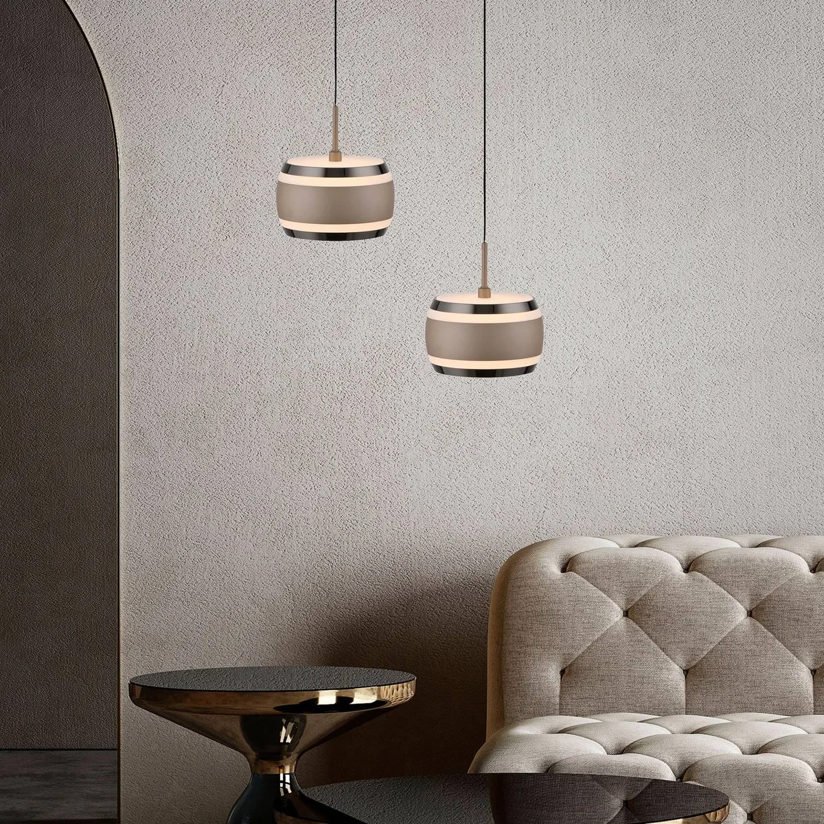 LED hanglamp PURE Falling Rings, Ø 13 cm, CCT by Paul Neuhaus in Bronze – product photo