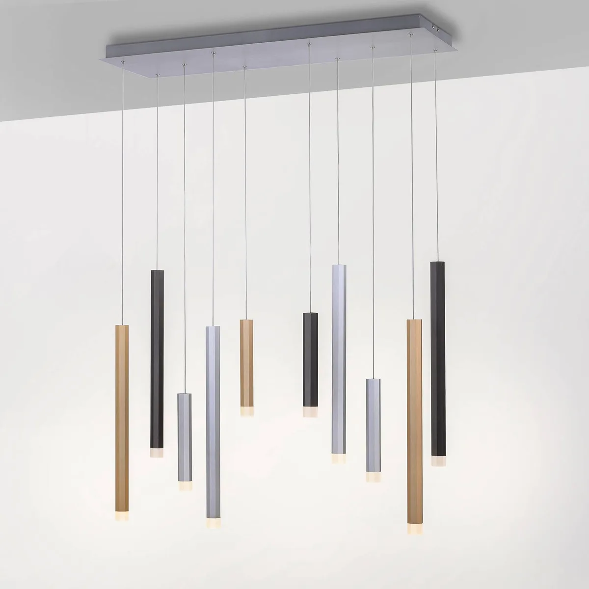 LED hanglamp PURE Gemin, veelkleurig, 10-lamps by Paul Neuhaus in Silver, Black, Gold – product photo