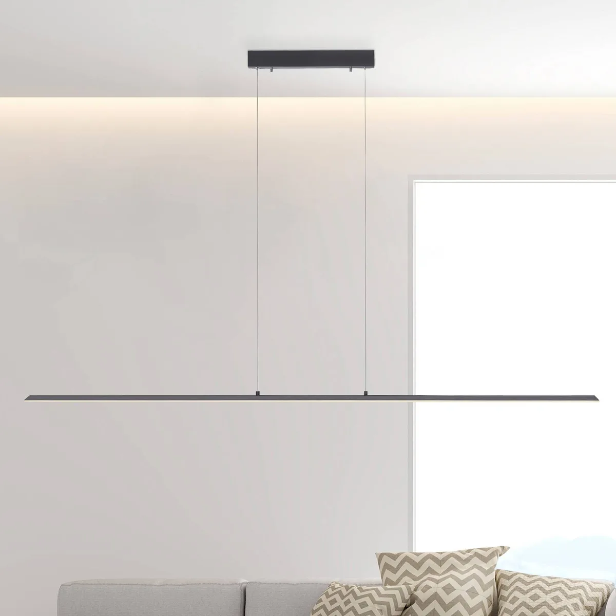 LED hanglamp PURE Lite, grafiet, 160 cm, CCT, dimbaar de Paul Neuhaus en Grafiet, Blanc – photo produit