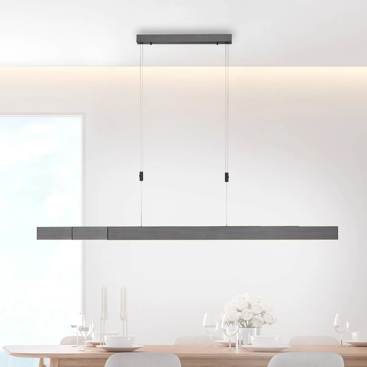 LED hanglamp PURE Moto, platina, dimbaar, CCT de Paul Neuhaus en Platina, Blanc – photo produit
