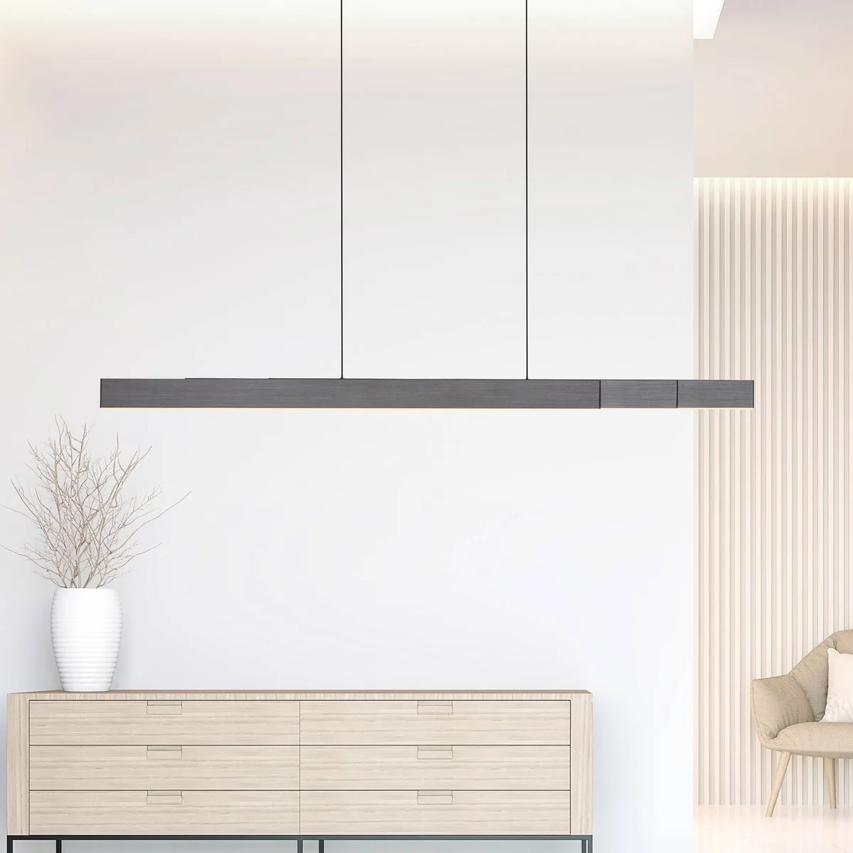 LED hanglamp PURE Moto-Rise, aluminium, CCT de Paul Neuhaus en Platina – photo produit