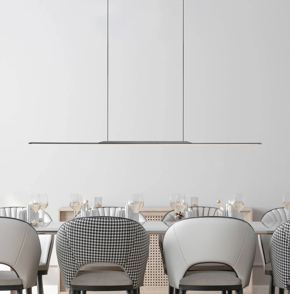 LED hanglamp PURE Surface, 125 cm, aluminium 3.000 K van Paul Neuhaus in Grijs – productfoto