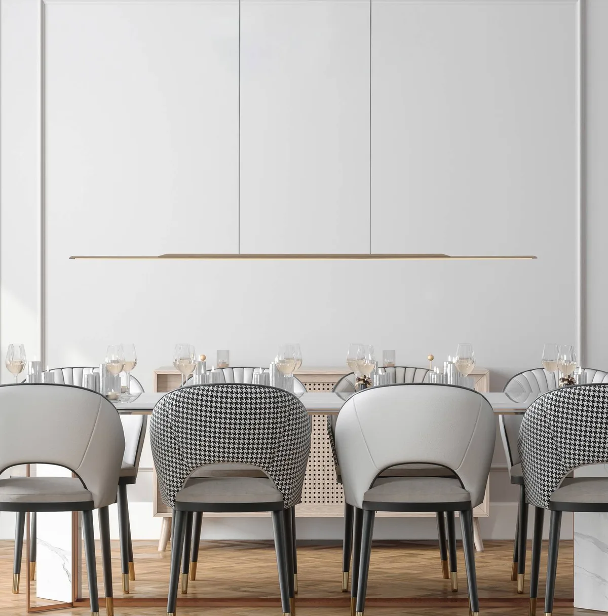 LED hanglamp PURE Surface, 160 cm, aluminium, 3.000 K von Paul Neuhaus in Bronze – Produktfoto