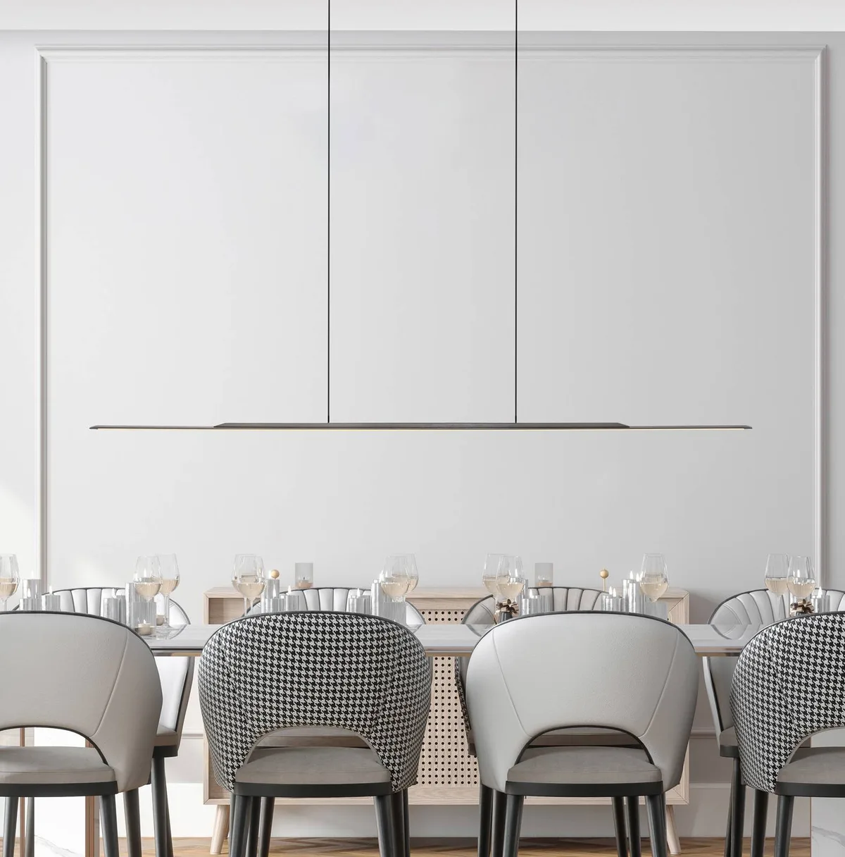 LED hanglamp PURE Surface, 160 cm, aluminium, 3.000 K de Paul Neuhaus en Gris – photo produit