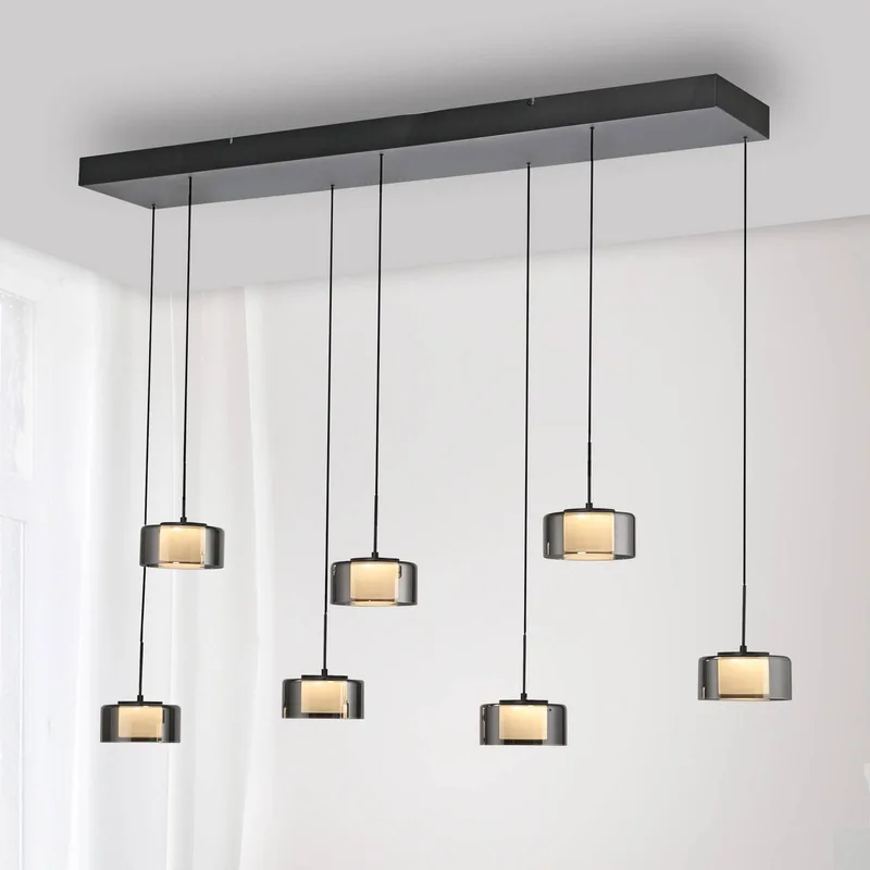 LED hanglamp Rika, 135 cm, glas, dimbaar fra Paul Neuhaus i Sort, Zwart-transparant – produktbillede