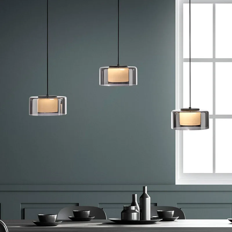 LED hanglamp Rika, 71 cm, glas, dimbaar de Paul Neuhaus en Noir, Zwart-transparant – photo produit