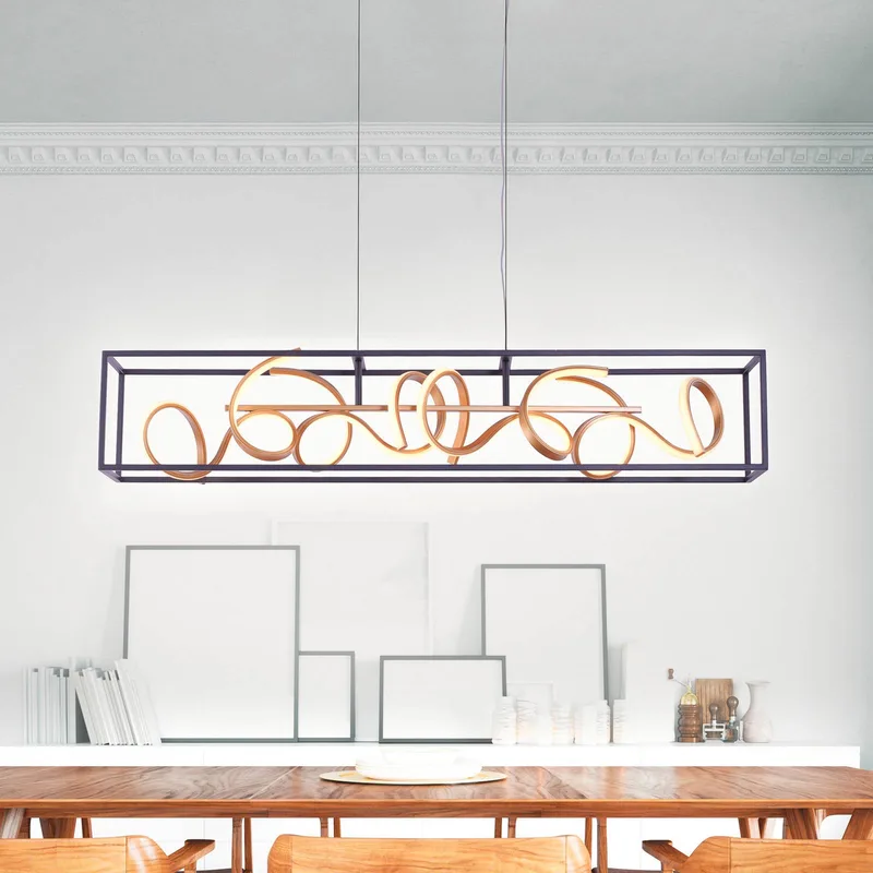 LED hanglamp SELINA, zwart/goud, lengte 110 cm, Switchdim de Paul Neuhaus en Noir – photo produit