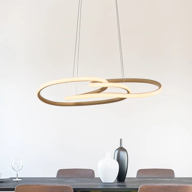 LED hanglamp TWIST, lengte 76 cm, metaal, Switchdim von Paul Neuhaus in Beige – Produktfoto