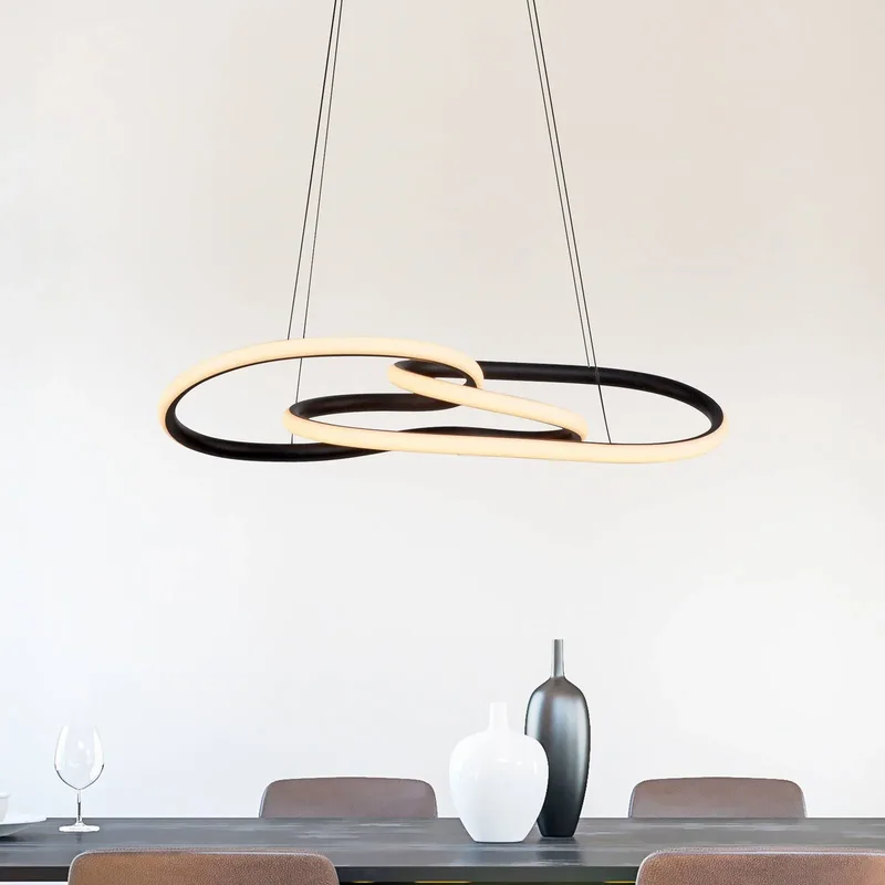 LED hanglamp TWIST, lengte 76 cm, metaal, Switchdim de Paul Neuhaus en Noir – photo produit